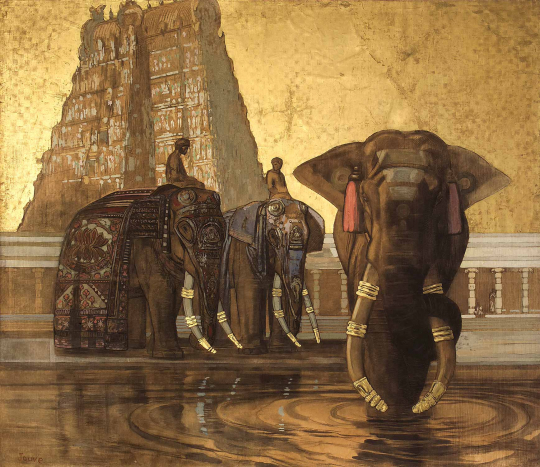 Paul JOUVE (1878-1973) - Éléphants sacrés de Madura. 1926.