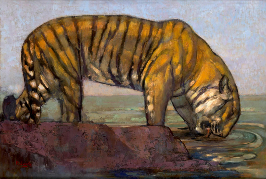 Paul JOUVE (1878-1973) - Tigre s'abreuvant, C 1930.